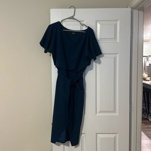 Teal/navy midi dress.